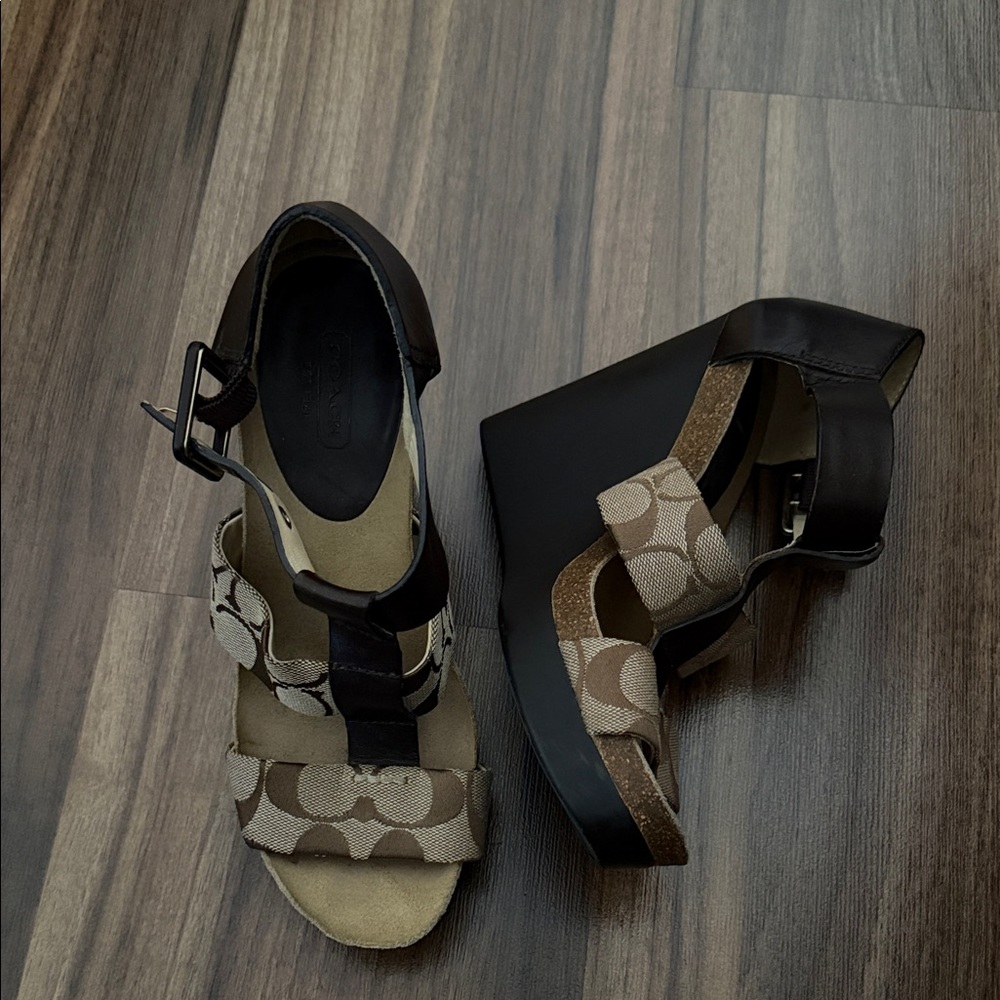 Coach beige and Brown Wedges